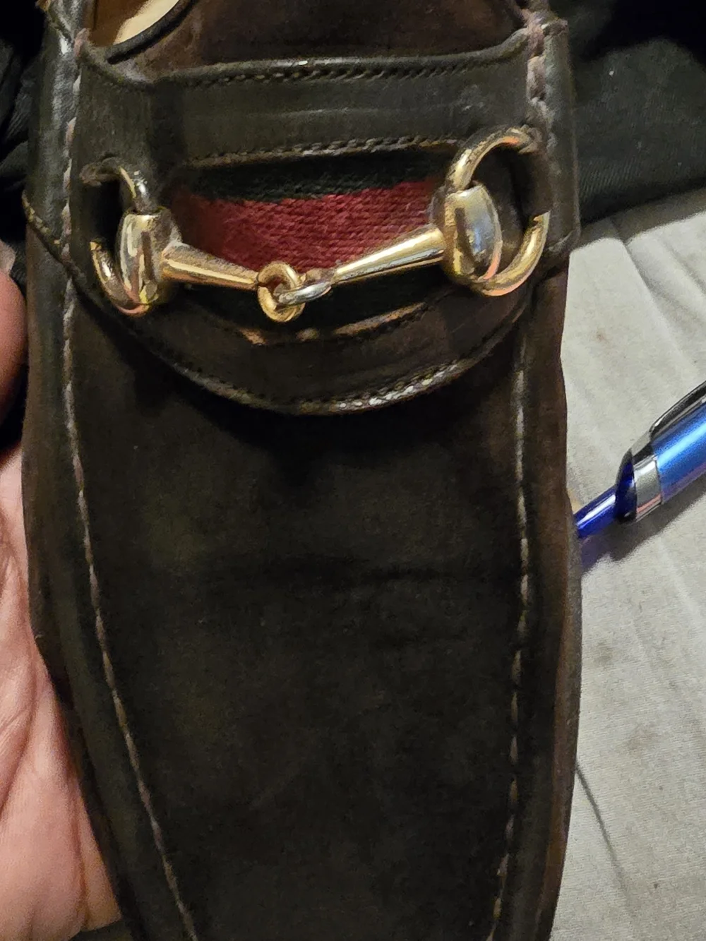 Gucci Brown Leather Horsebit Loafer with Green-Red Web